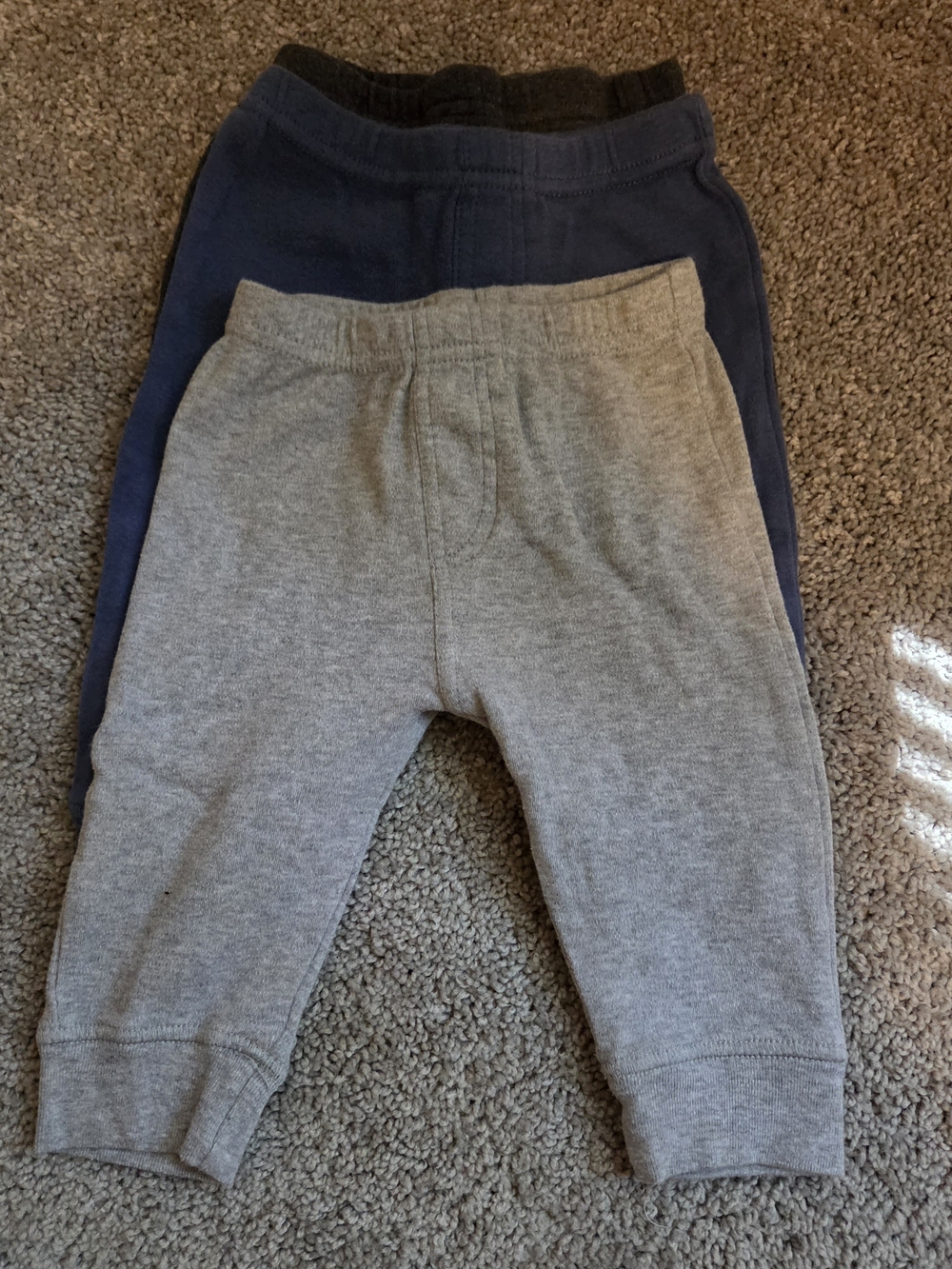 Nature Organic Cotton 3pk Baby Boy 6-9M Pull-On Jogger Pants - Gray and Navy